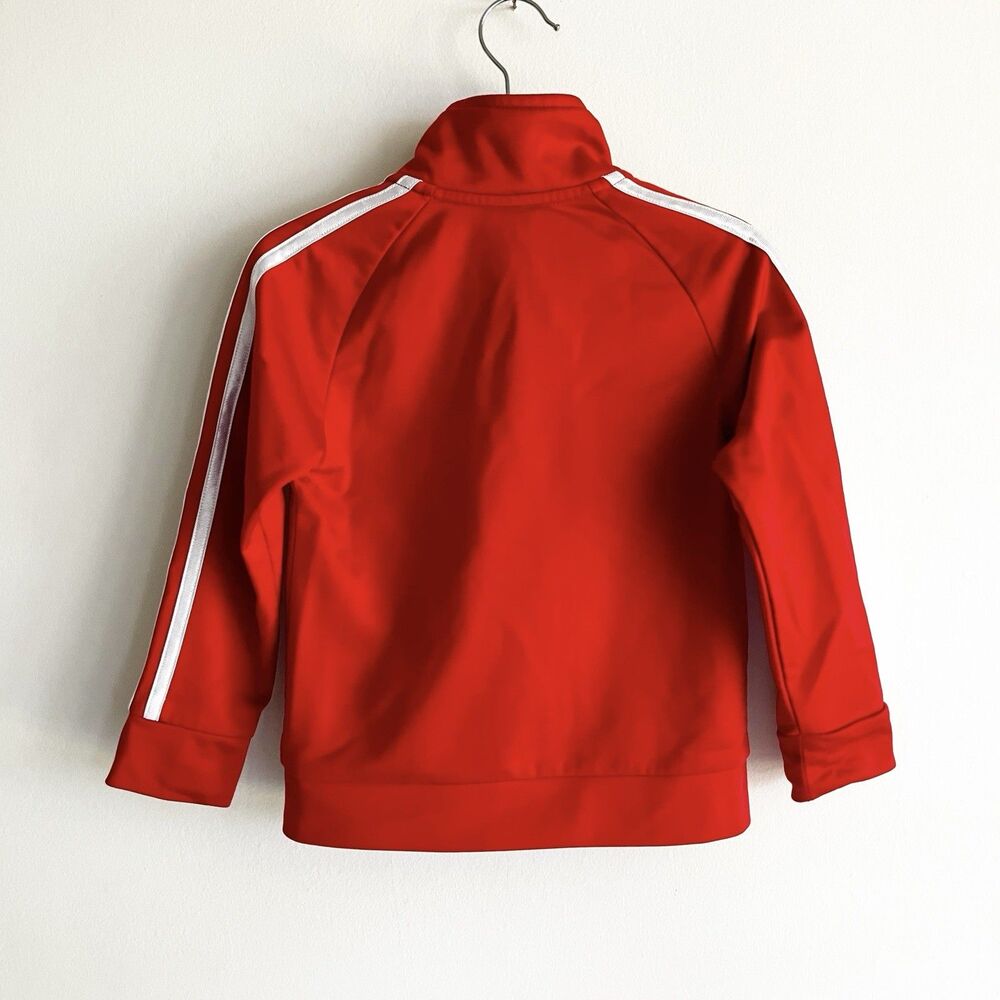 Adidas Size 3 3T Track Jacket Red Logo Striped Pockets Unisex Gender Neutral - Picture 4 of 7